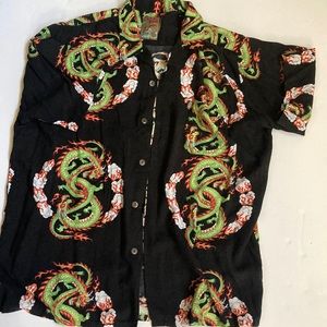 Pineapple connection brand. Soft cotton, possibly rayon material.  Dragon print.